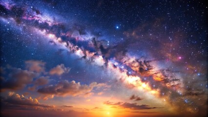Celestial and dreamy photo of the Milky Way galaxy against a pastel sky, Milky Way, galaxy, celestial, dreamy, pastel