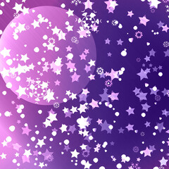 A bright festive background with bokeh, snowflakes and stars.