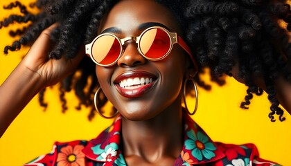 Young Woman in Vibrant Attire with Fun Sunglasses