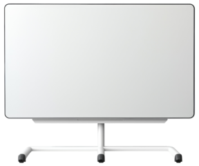 A mobile whiteboard isolated on transparent background.