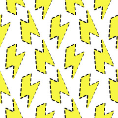 Yellow Thunder cute pattern with doted outline 