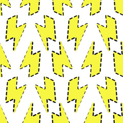 Yellow Thunder cute pattern with doted outline 