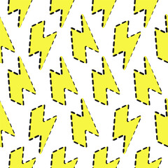 Yellow Thunder cute pattern with doted outline 