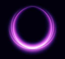 Abstract neon ring, glowing round frame, magic border, abstract circular shiny portal, vector light effect. Ring in motion.