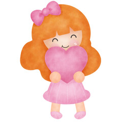 Cute little girl with  pink hearts.