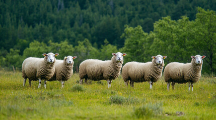 Obraz premium Raising sheep on large pastures