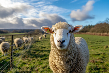 Fototapeta premium Raising sheep on large pastures