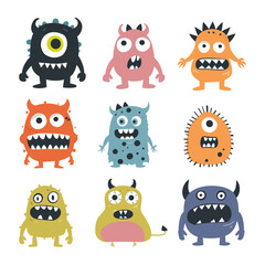 Obraz premium PNG cute cartoon monster character element set, transparent background