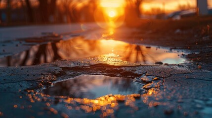 Significant depression in the roadway