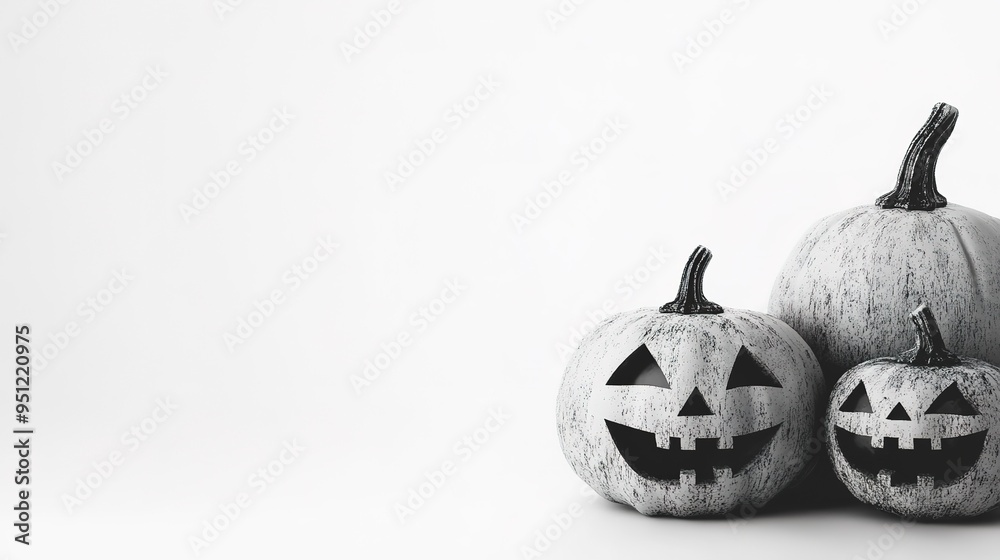 Poster Spooky halloween white background ideal for advertisements and text placement, offering ample space 