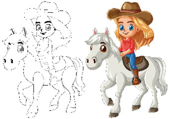 Cowgirl Riding a White Horse