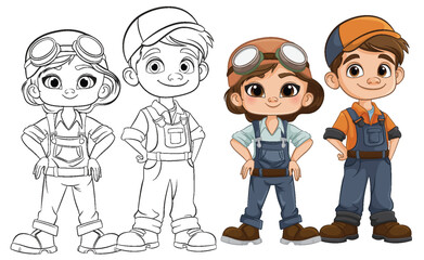 Adventurous Kids in Overalls