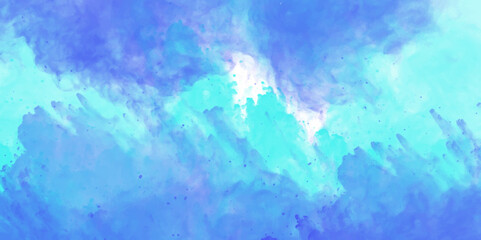 Beautiful painted cloudy natural blue watercolor cloudy sky clouds, The white blue sky watercolor smoke cloudy sea beach pattern underwater image wallpaper .Soft cloud in the sky background blue tone 