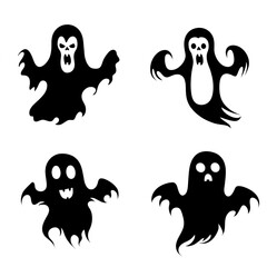 Halloween silhouettes icon a Boo elements for Halloween decorations, Hand drawn illustration. on white background