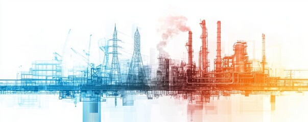 Obraz premium Futuristic Sustainable Infrastructure Development System in Analogous Colors