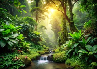 Fototapeta premium Earthy atmospheric backgrounds with soothing greenery mix of warmth and serenity