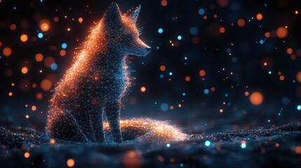 A Digital Fox Glowing with Light