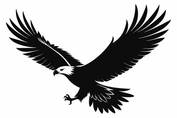 Flying Bald Eagle black and white Silhouette vector, A Bald Eagle black Silhouette Vector isolated on a white background