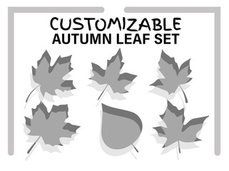 Autumn leaf customizable set with stylist design, unique aesthetics, and negative space