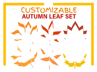 Autumn leaf customizable set with stylist design, unique aesthetics, and negative space