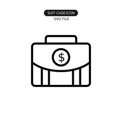 Suit case vector line art icon