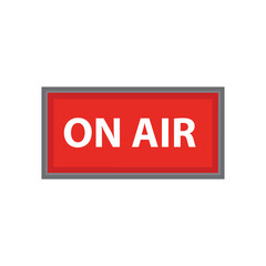 ON AIR studio light sign. Media broadcasting warning sign. Live board production record attention.
