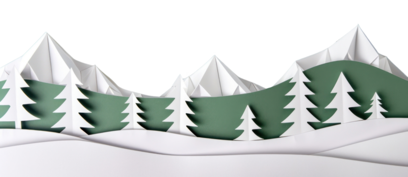 PNG Minimalist winter landscape border, transparent background