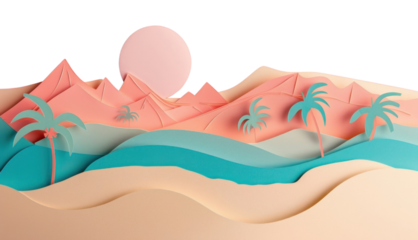 PNG Surreal pastel desert landscape border, transparent background