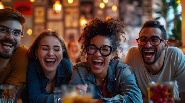 Remote Coworkers Participate in Virtual Team Building Activity with Laughter and Engagement