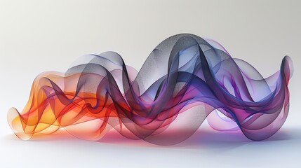 Fluid 3D geometric shape for poster design. Black abstract form and colorful lines in glass morphism style. Vector template design