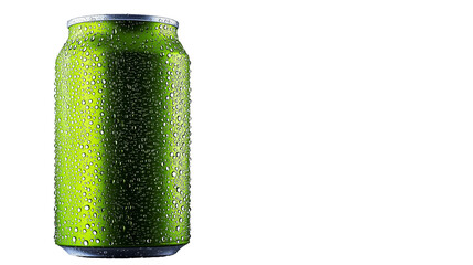 Classic Green Soda Can with Condensation, soda, can, green, classic, condensation, droplets, surface, clean