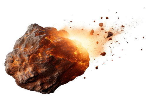 PNG Fiery meteorite rock space impact