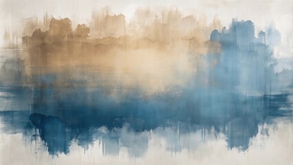 Abstract minimal smokey brush stroke painting in beige and blue , art, painting, abstract, minimal, brushstroke, smokey