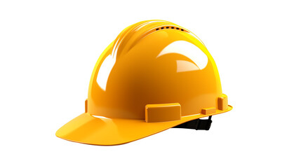 Fototapeta premium Bright yellow construction hard hat isolated on transparent background, perfect for safety equipment promotion or construction-related designs, png