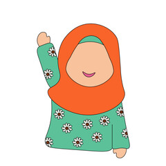 Vector of Muslim children greeting. suitable for children's book illustrations.