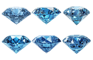 Fototapeta premium Blue diamonds in different angles isolated on transparent background