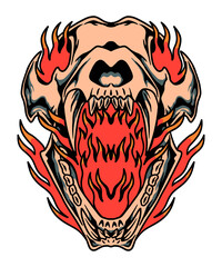 burning skull tattoo design