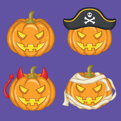 artwork illustration and t shirt design cute pumpkin bundle character sticker	