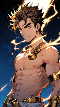anime greek god cronus anime style high-quality for wallpaper background