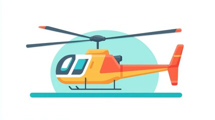 A sleek helicopter icon in a modern cartoon style, complete with vibrant textures and a playful design for easy recognition.