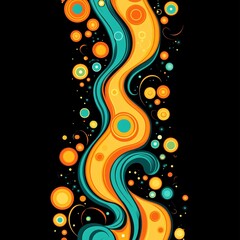 Abstract Swirling Pattern with Orange and Teal Circles