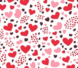 Obraz premium A playful and vibrant seamless pattern featuring leopard prints in pink, red, and white, perfect for Valentines Day.
