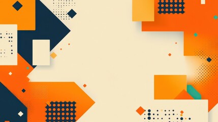 Vibrant abstract orange geometric background, combining Memphis elements for stunning graphic design and modern visuals.