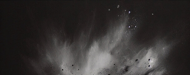 Fototapeta premium Suelo de hormigón con humo o niebla en una habitación oscura con foco. calle asfaltada, fondo negro 
