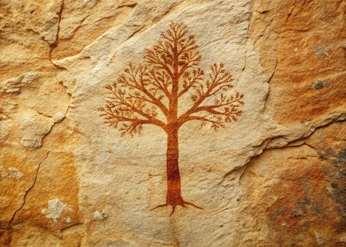 A prehistoric caveman's brushstrokes bring forth a solitary chestnut, antithetical to conformity, amidst a stark backdrop of ancient earth and infinite sky.