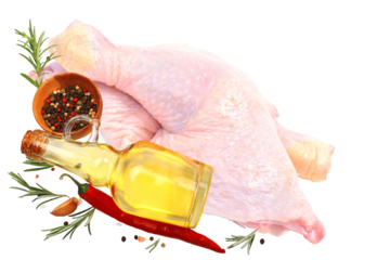 Chicken legs and spices isolated