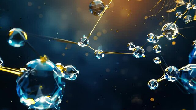 molecule or atom, Abstract structure for Science or medical background, 3d illustration, science, atom, abstract, chemistry, structure, blue, chemical, background