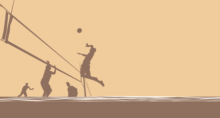 background Beach volleyball illustration design vector art	
