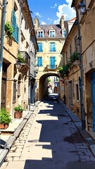 Fototapeta premium anime street in france anime style high-quality for wallpaper background