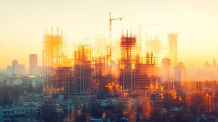 Fototapeta premium city skyline at sunset